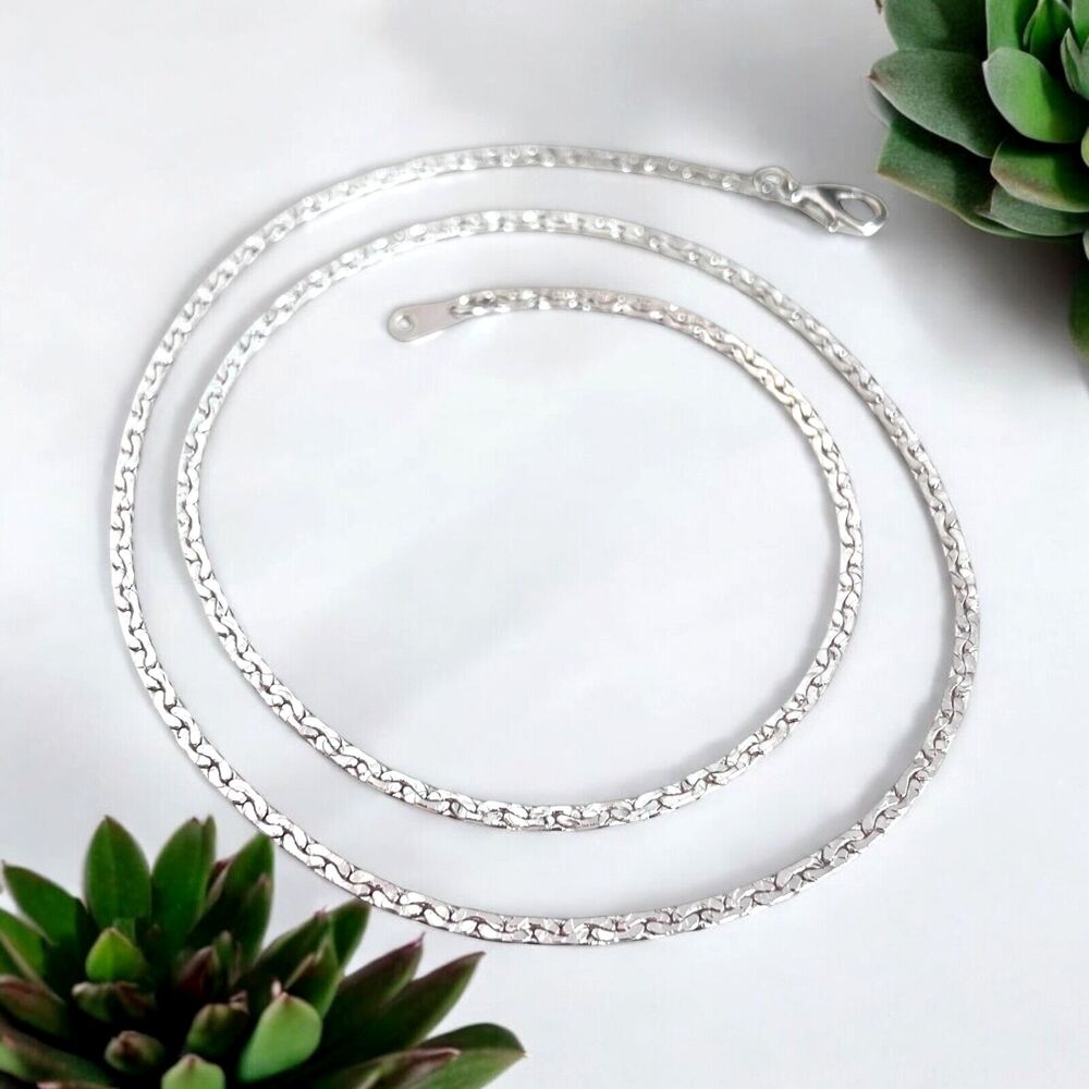 New Silver Tone Chain Layering Necklace 20 Inch - 12D